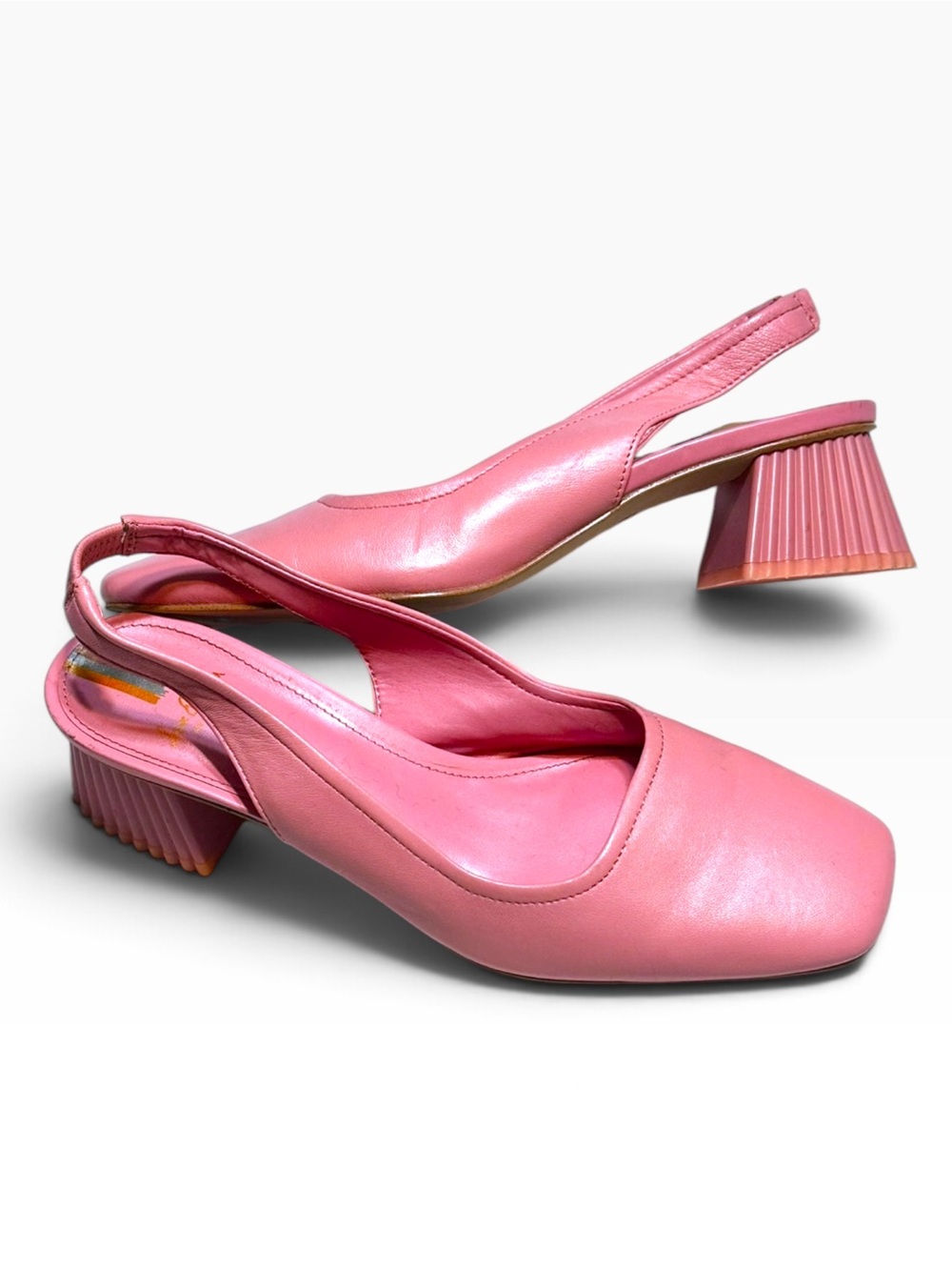 Sam Edelman Toren Candy Pink Leather Slingback Fluted Block Heel Pumps 7